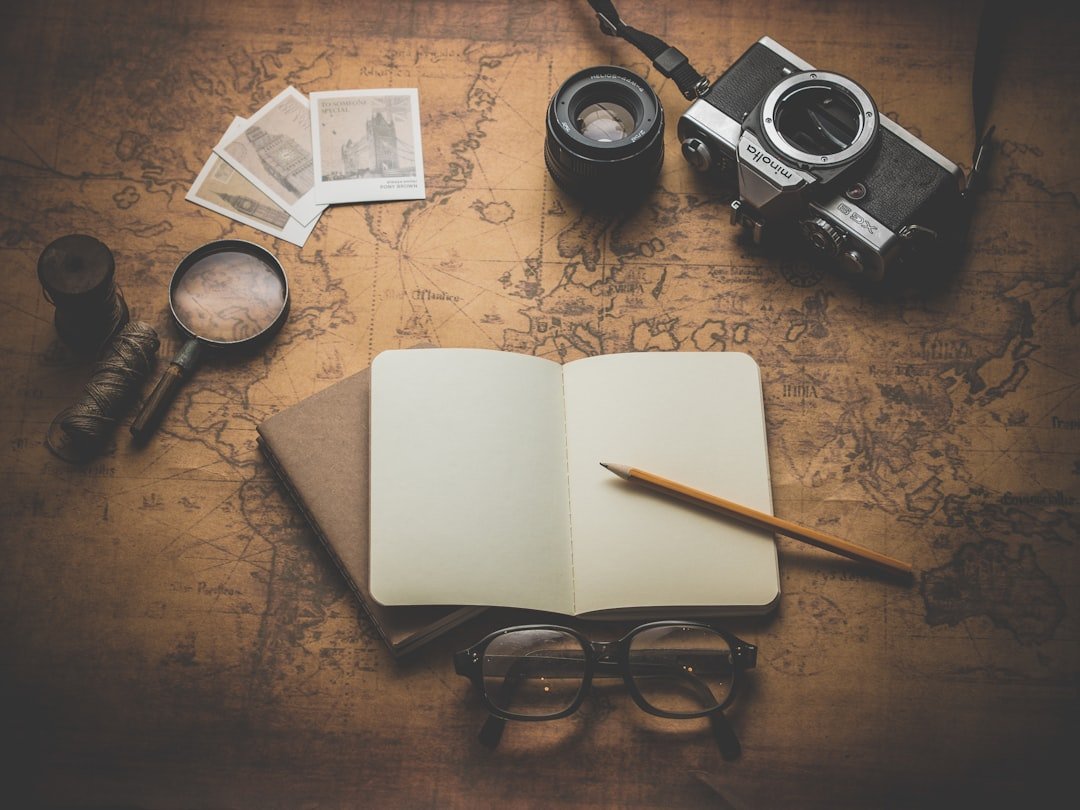 travel planning notebook map