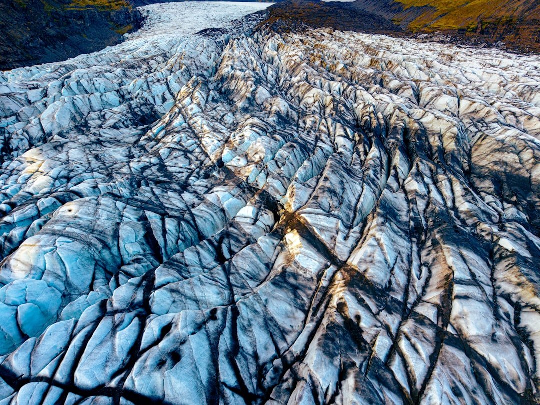 Iceland glacier landscape seen from above