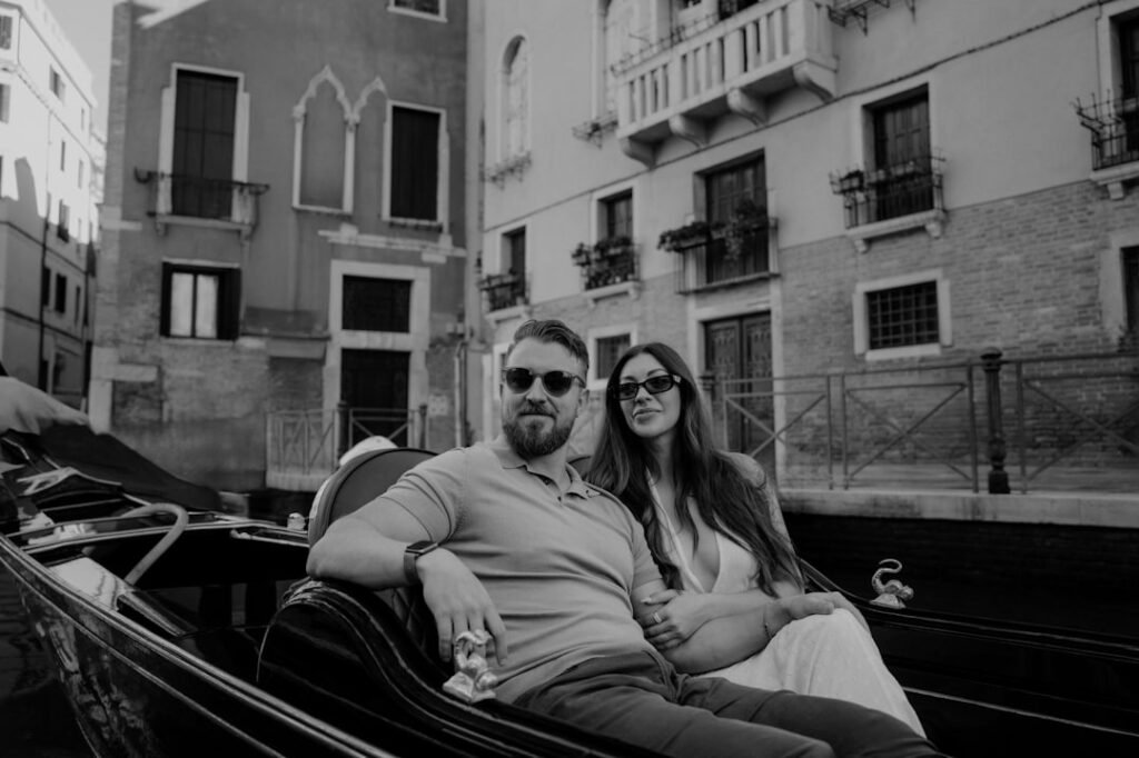 Romantic couple travelling in a European city
