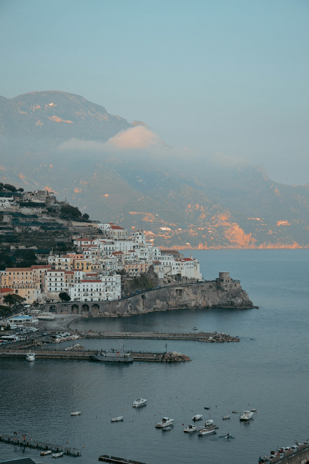 The dramatic sea cliffs and colourful villages of the Amalfi Coast Italy