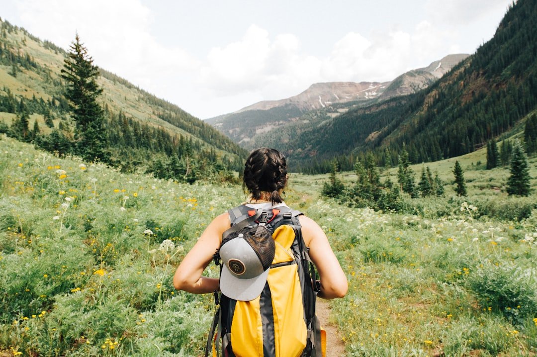 Backpacker traveller on an adventure trip with scenic views