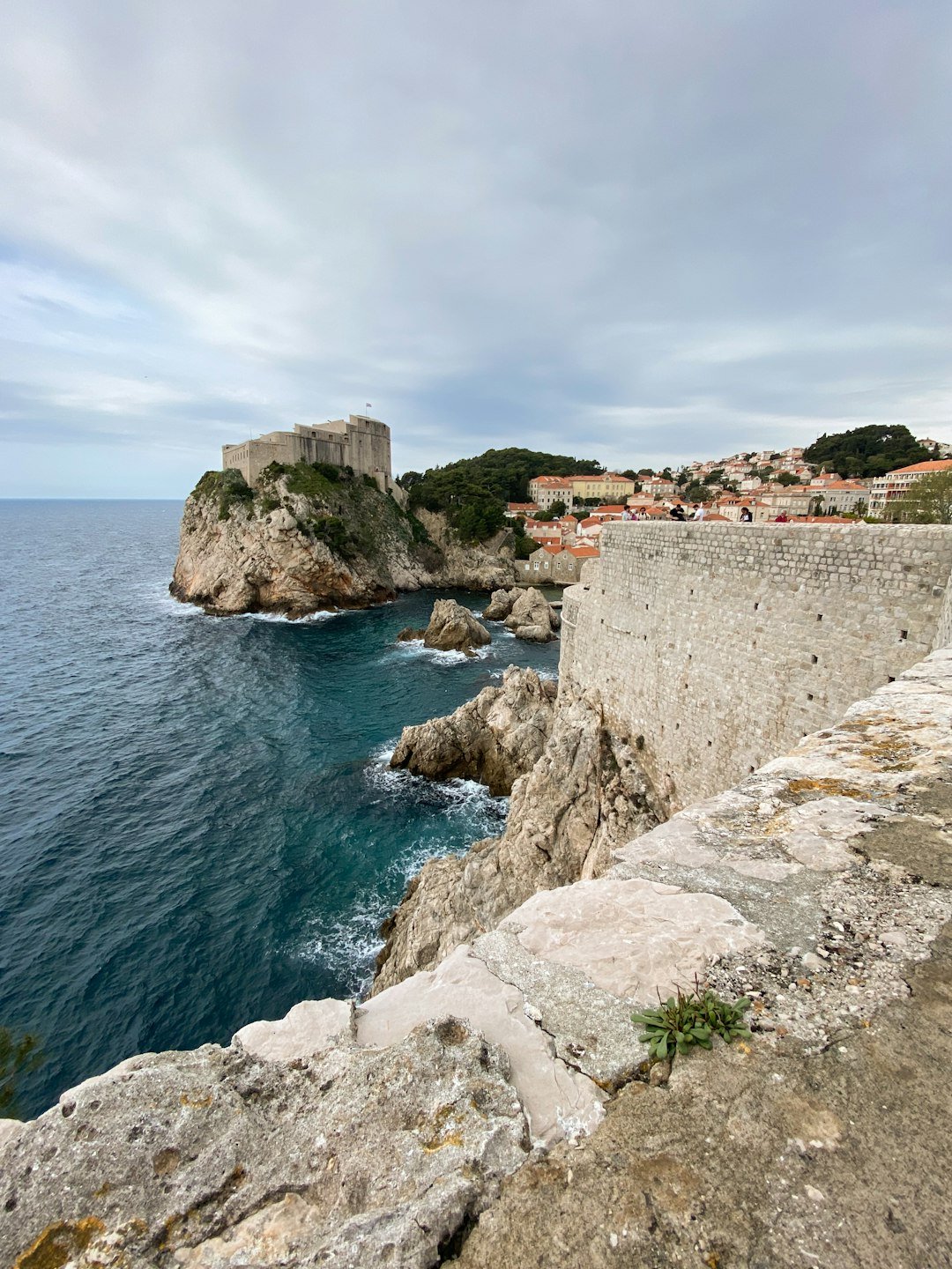 Lovrijenac Fort seen from Dubrovnik city walls with Adriatic sea view