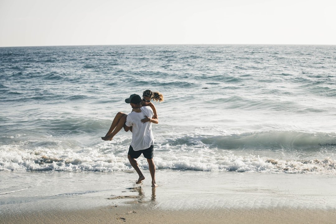 Romantic couple on a tropical honeymoon beach