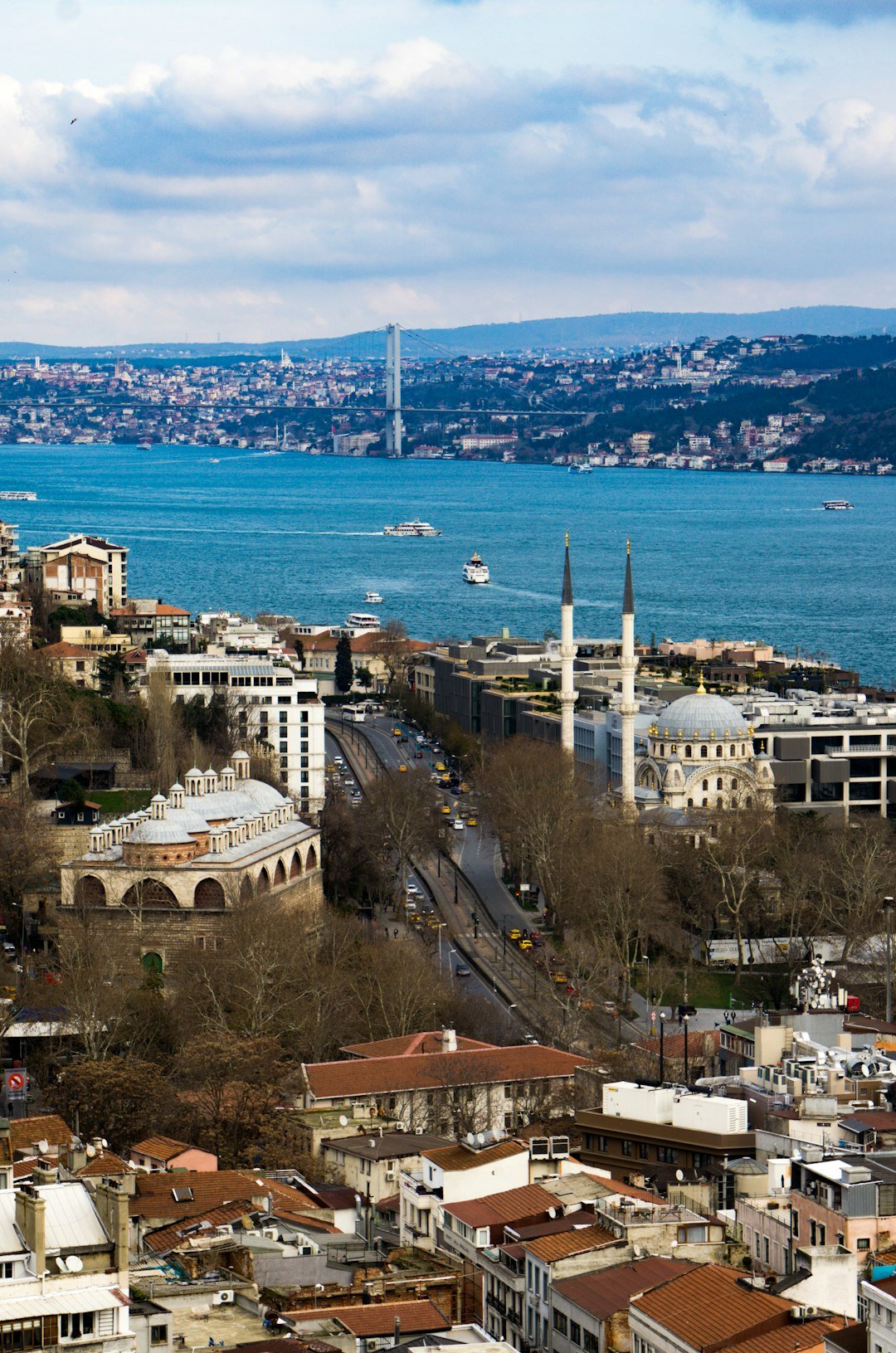 Istanbul Bosphorus bridge and city skyline Turkey