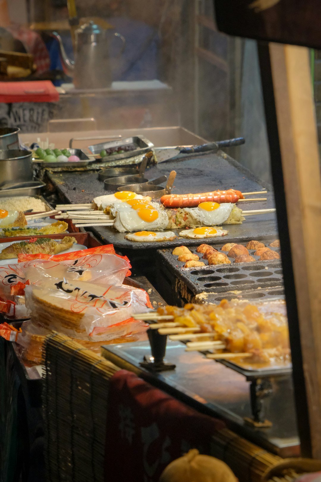 Vibrant street food market culture in Japan