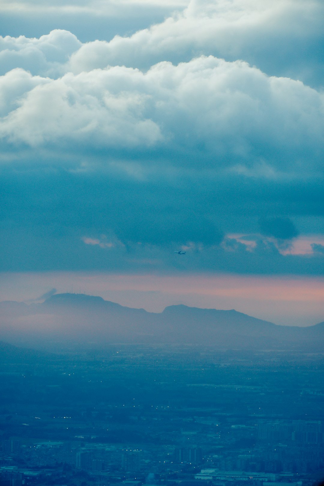 Distant mountains at dusk from Monserrate Bogota Colombia