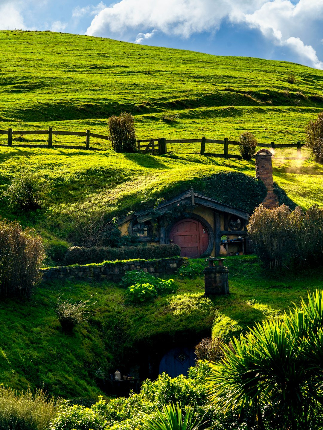 Hobbiton Shire set among New Zealand's green hills