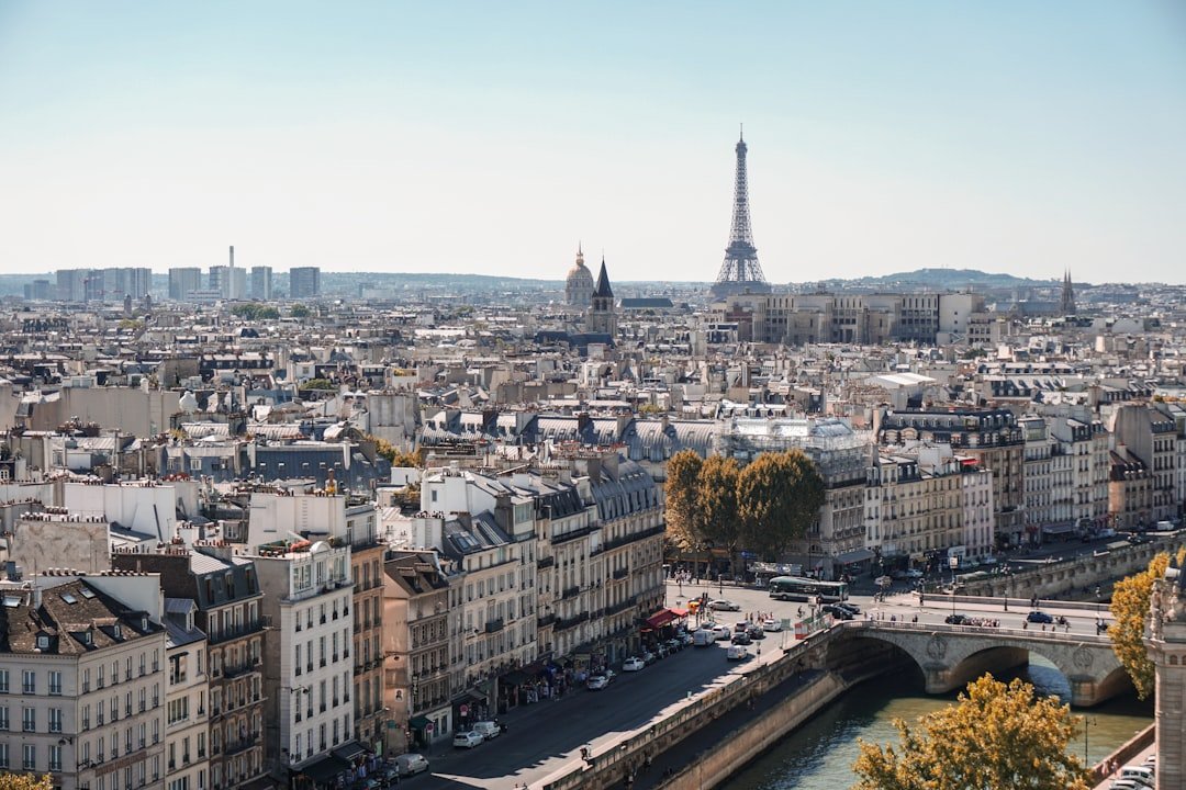 Aerial view of Paris with the Eiffel Tower