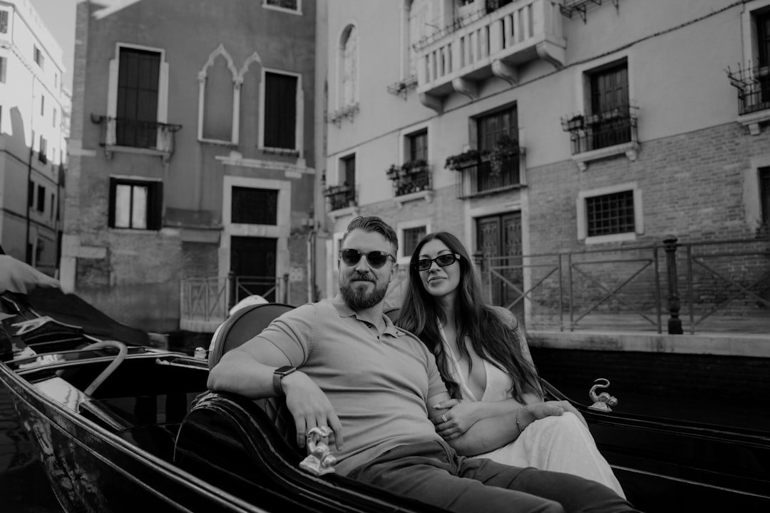 Romantic couple exploring a European city on honeymoon
