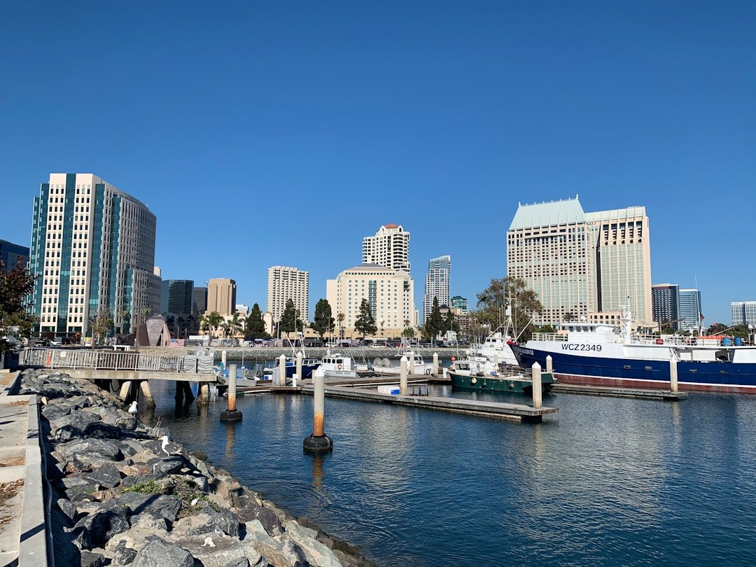 View across San Diego Bay towards Coronado Island waterfront