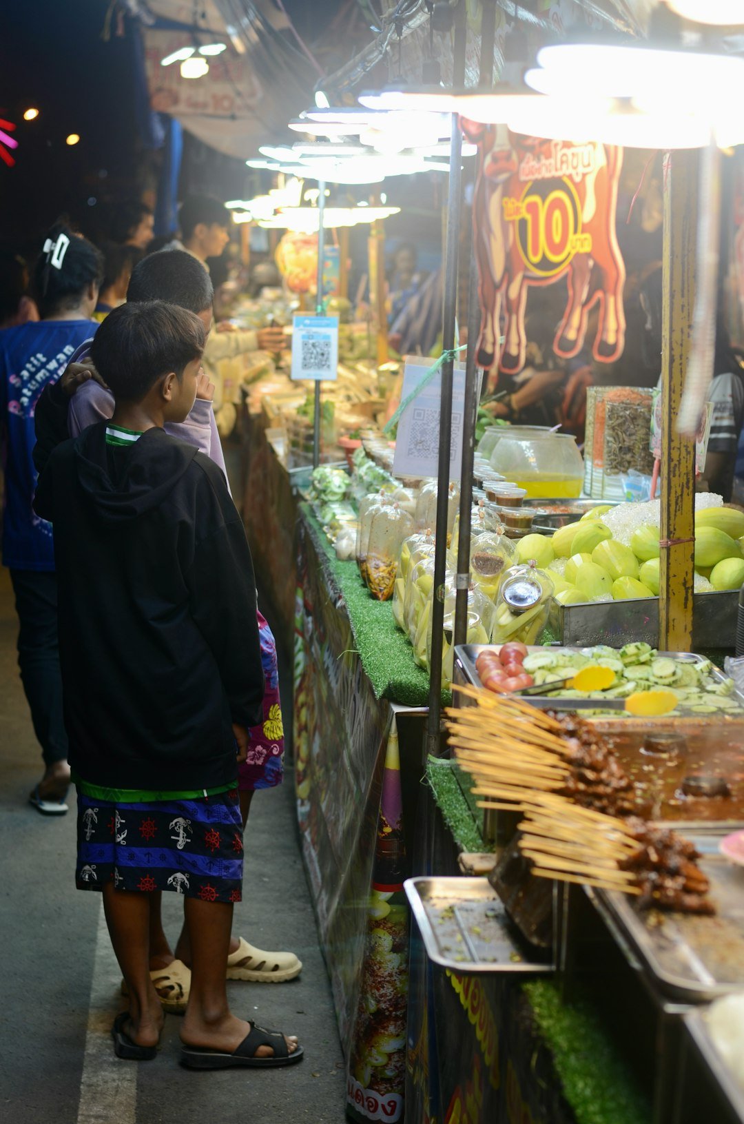 Street food at a local market for budget travellers