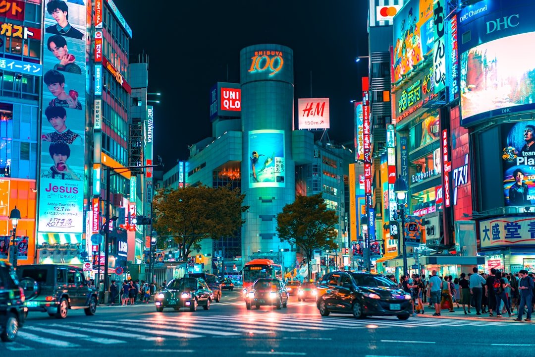 Tokyo Japan Shibuya crossing at night