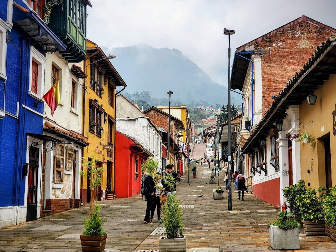 Charming cobblestone street in Usaquen neighbourhood Bogota