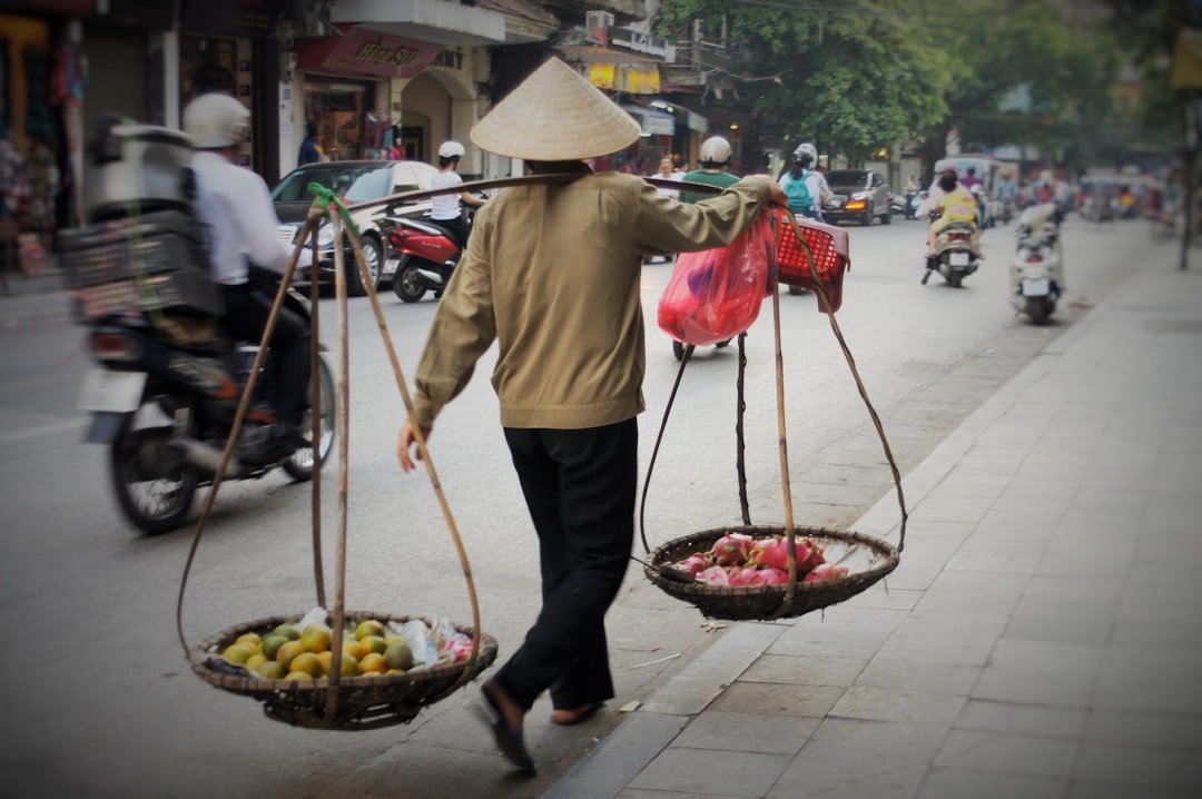 Street food market in Hanoi Vietnam