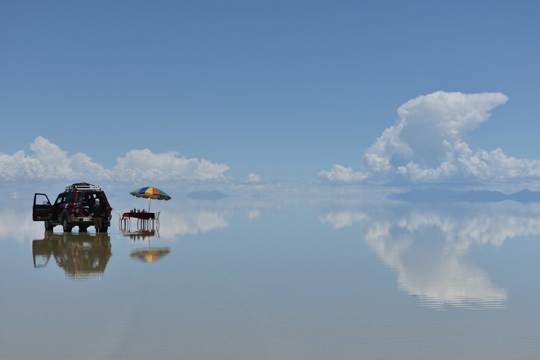 The Uyuni salt flat in Bolivia reflecting the sky like a mirror