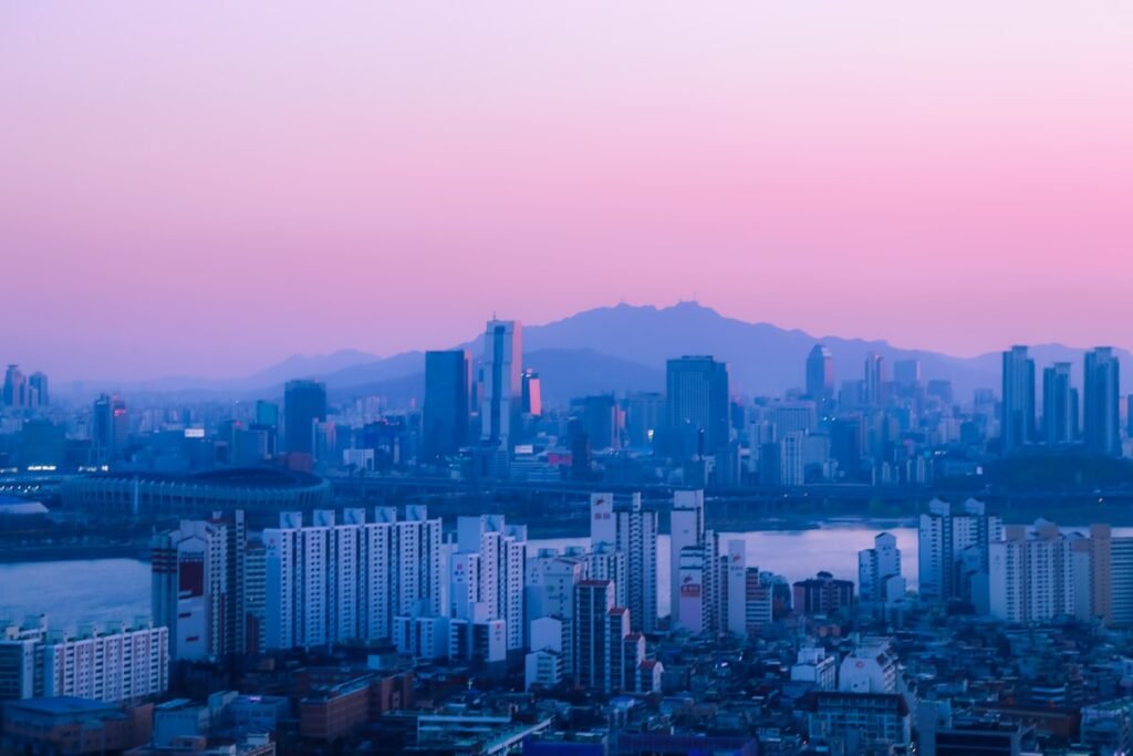 Soft evening sky over the South Korean landscape